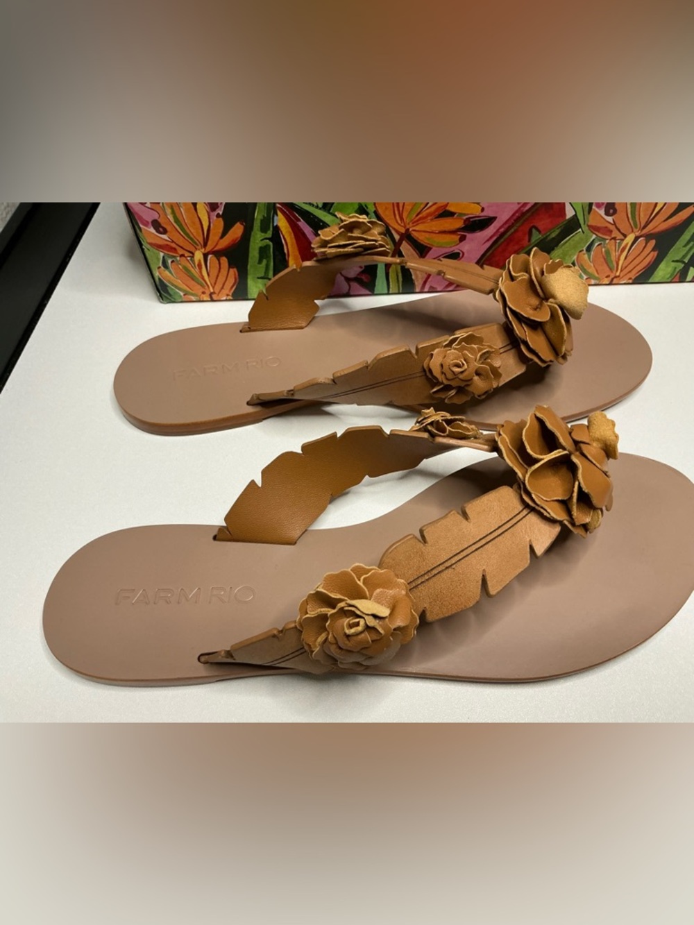 Farm Rio Tan Blooming Flat Sandal Size US8 / EU38 NIB - Picture 4 of 6